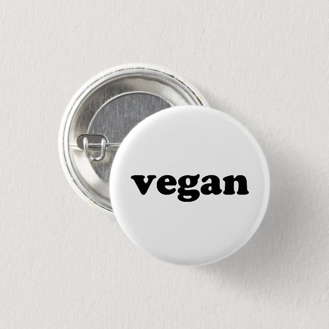 "Vegane" schwarze Buchstaben, weißer Hintergrund Button (Vorne & Hinten)
