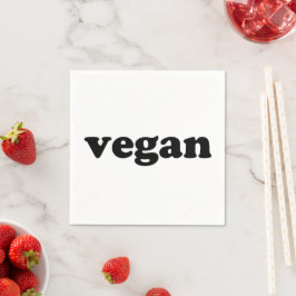 "vegane" schwarze Buchstaben, weißes Papier Serviette