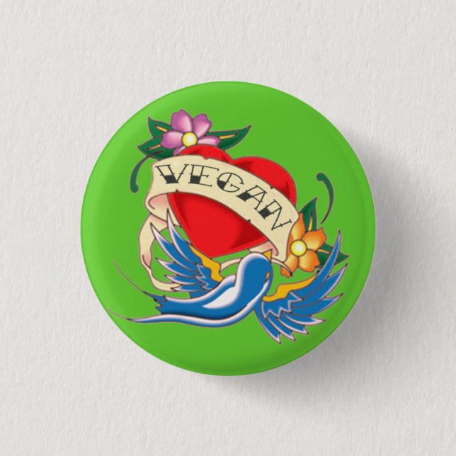 Vegane Tätowierung Button (Vorderseite)