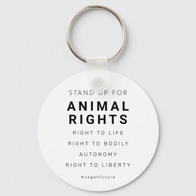 Vegane Tierrechte - Minimale Typografie Schlüsselanhänger (Vorderseite)