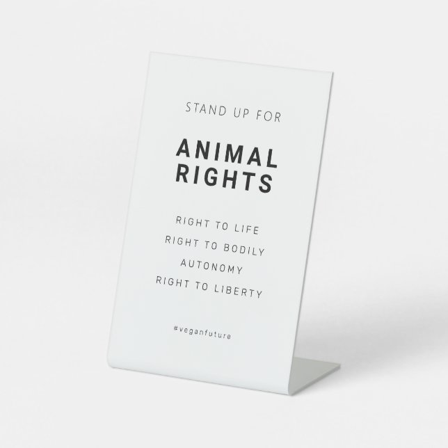 Vegane Tierrechte - Minimale Typografie Sockelschild (Vorderseite)