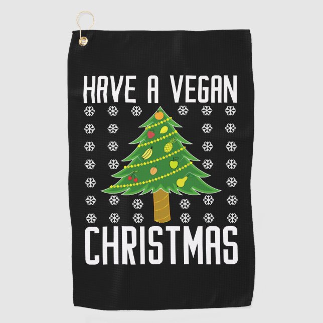 vegane Weihnachten Golfhandtuch (Vorderseite)