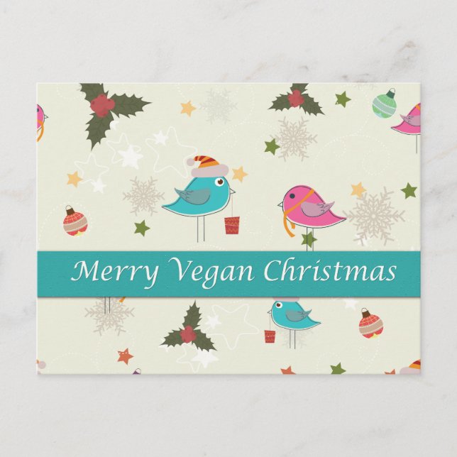 Vegane Weihnachtsartikel Feiertagspostkarte (Vorderseite)