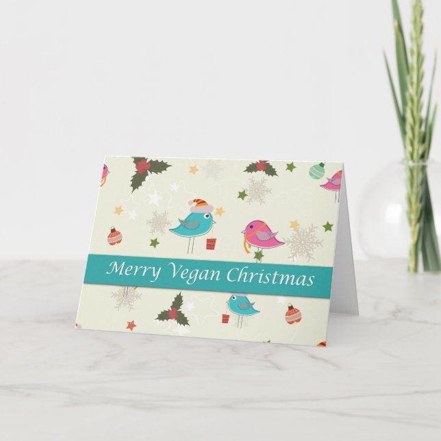 Vegane Weihnachtsgeschenke Feiertagskarte (Vorderseite)