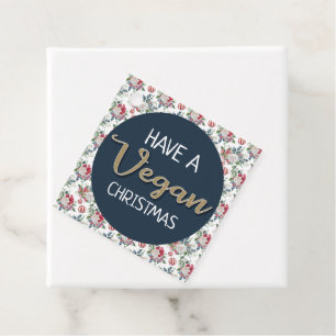 Vegane Weihnachtsretrine blau und goldfarben, blum Geschenkanhänger