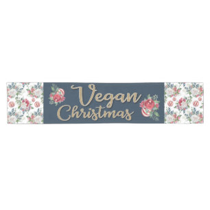 Vegane Weihnachtsretrine blau und goldfarben, blum Kurzer Tischläufer