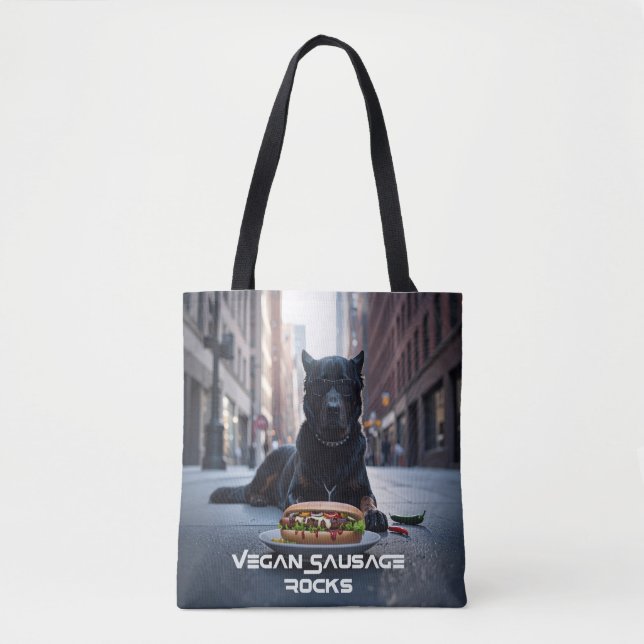 VEGANE WURST ROCKS - LUSTIG TASCHE (Vorderseite)