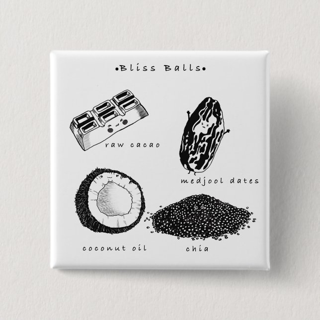 Veganer Blißball-Rezeptknopf Button (Vorderseite)