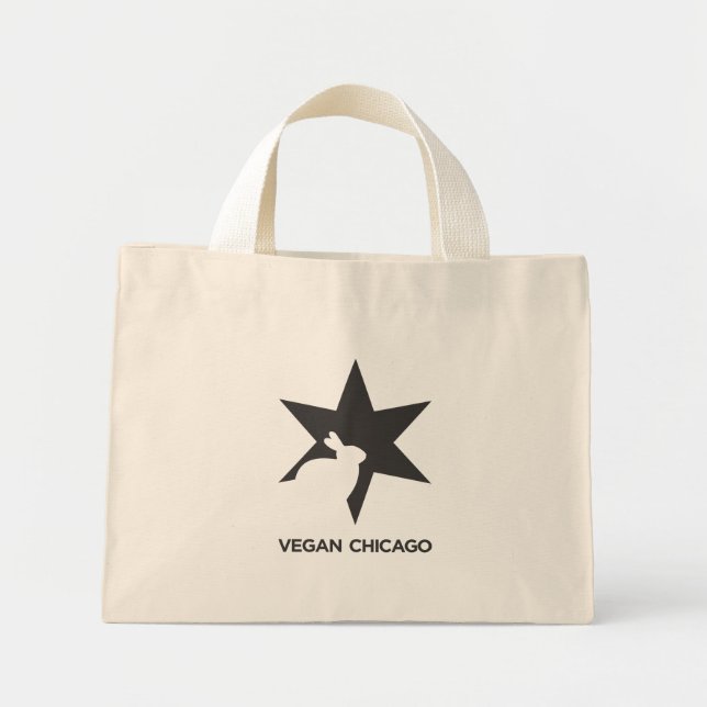 Veganer Chicago Standard Black & White Mini Stoffbeutel (Vorne)