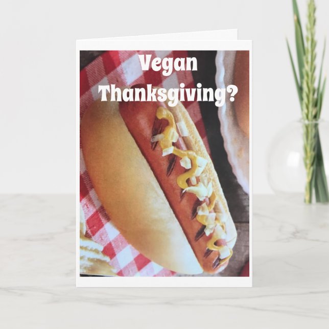 **VEGANER ERNTEDANK** HEIZHUNDE FEIERTAGSKARTE (Vorderseite)