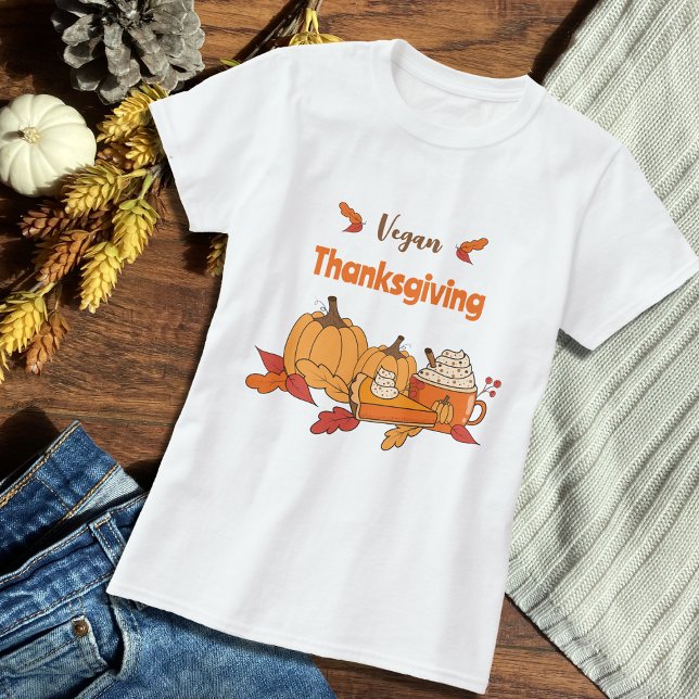 Veganer Erntedank T - Shirt (Vegan Thanksgiving white t-shirt .
)
