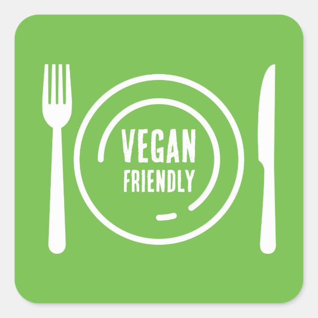 Veganer freundlicher Restaurantaufkleber Quadratischer Aufkleber (Vorderseite)