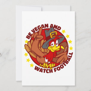 veganer frohes Erntedankfest Truthahn Football Einladung
