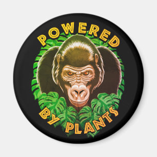 Veganer Gorilla - Powered by Pflanze Zitat Magnet