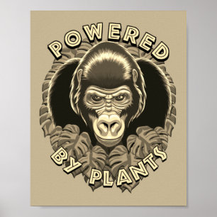 Veganer Gorilla - Powered by Pflanze Zitat Poster