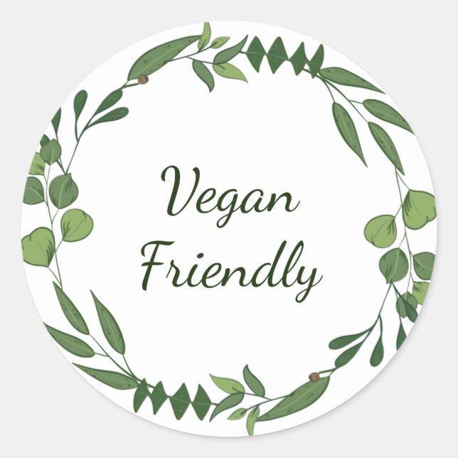 Veganer Kranz Runder Aufkleber (Vorderseite)