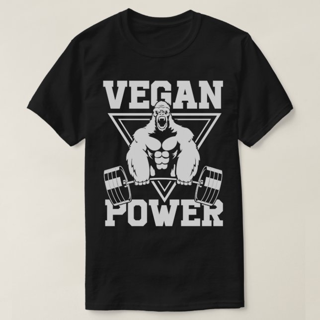 Veganer Power Workout Muskel-Gorilla-Bodybuilding  T-Shirt (Design vorne)