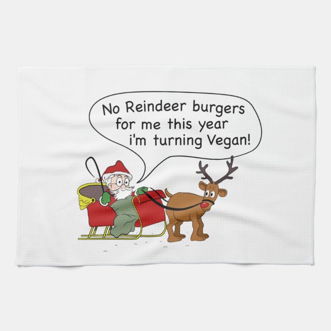 Veganer Santa Santa Santa Santa Santa Geschirrtuch (Horizontal)
