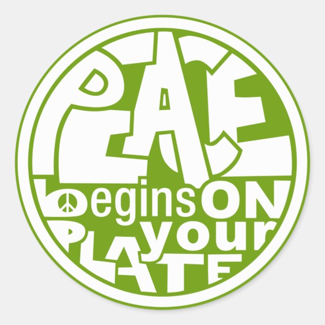 Veganer Slogan für Frieden Runder Aufkleber (Vorderseite)
