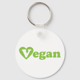Veganer Text Grünes Herz Schlüsselanhänger