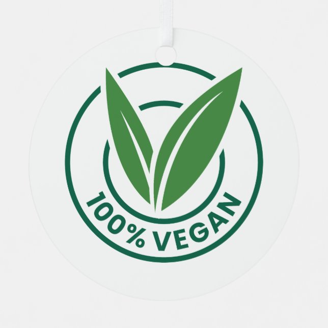 Veganer Text Ornament Aus Metall (Vorderseite)