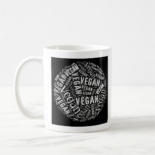 "Veganer" Wort-Wolke Bereich u. Zitat Kaffeetasse