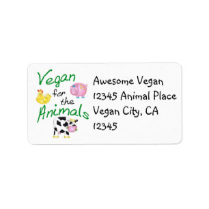 Veganes Adressen-Etikett mit Tieren Adressaufkleber