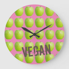 Veganes Apfelmuster für Vegetarier-Liebhaber Große Wanduhr