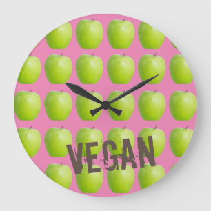 Veganes Apfelmuster für Vegetarier-Liebhaber Große Wanduhr
