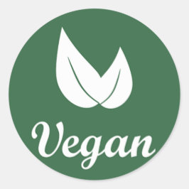 Veganes Design 1 Weiß auf grün Runder Aufkleber