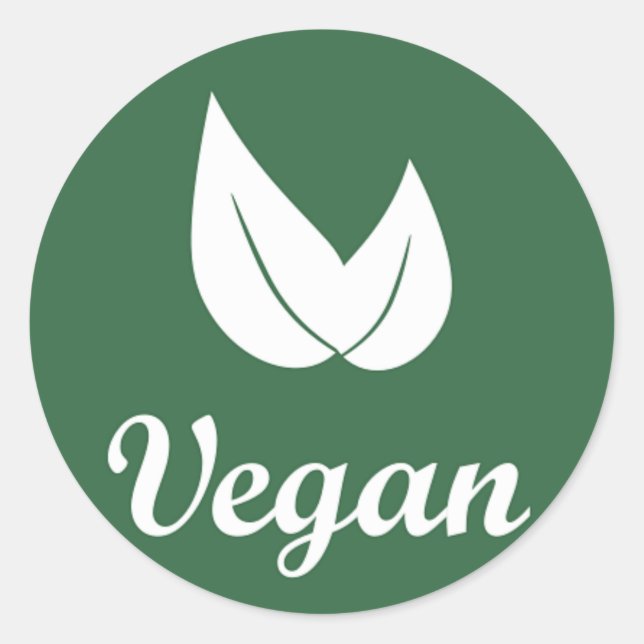Veganes Design 1 Weiß auf grün Runder Aufkleber (Vorderseite)
