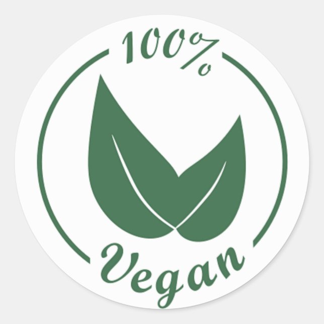 Veganes Design 4 - Grün auf weißem Hintergrund Runder Aufkleber (Vorderseite)