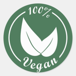 Veganes Design 4 - Weiß auf grünem Hintergrund Runder Aufkleber