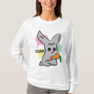 Veganes graues niedliches Häschen mit Karotte T-Shirt