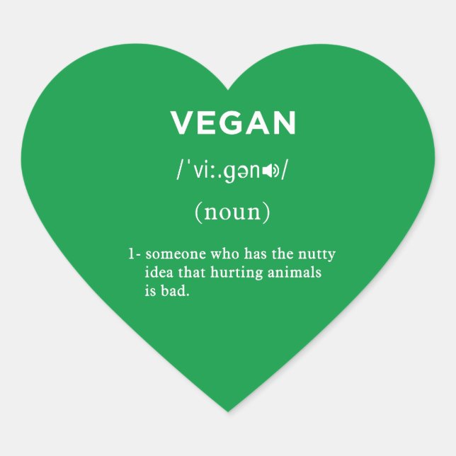 veganes Grün Herz-Aufkleber (Vorderseite)