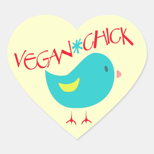 Veganes Küken Herz-Aufkleber (Vorderseite)