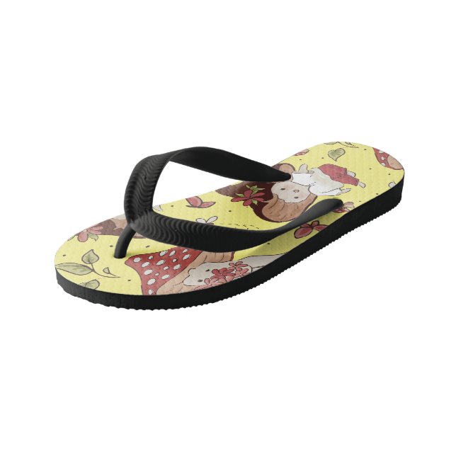 Veganes Leben - Pilzmuster Kinderbadesandalen (Schrägansicht)