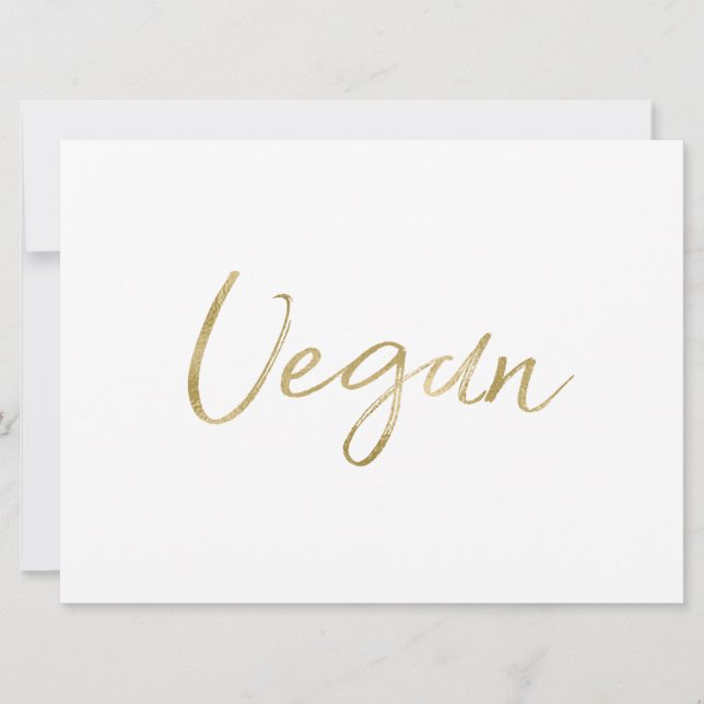 "Veganes" Lebensmittelzeichen | Stilvolle Goldhand Einladung (Vorderseite)