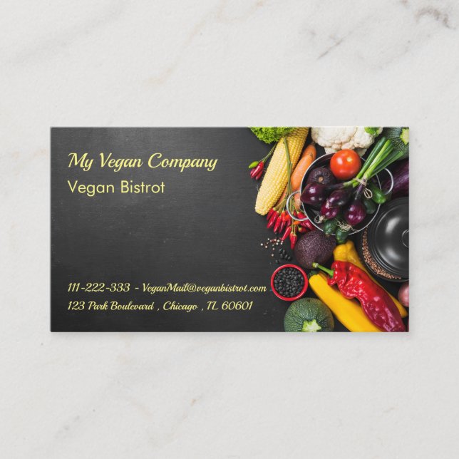 Veganes oder vegetarisches Bistrot oder Restaurant Visitenkarte (Vorderseite)