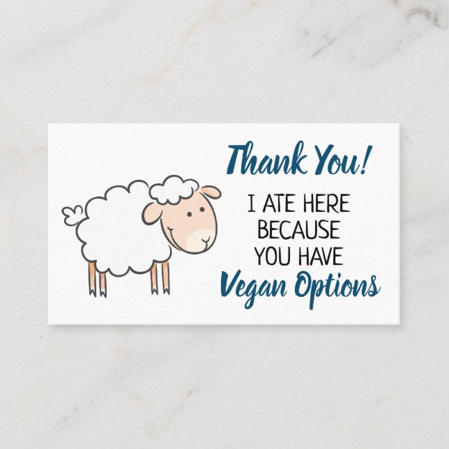 Veganes Outreach-Restaurant Vielen Dank Visitenkarte (Vorderseite)