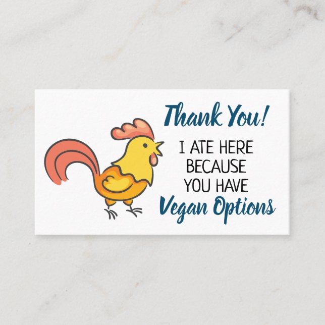 Veganes Outreach-Restaurant Vielen Dank Visitenkarte (Vorderseite)