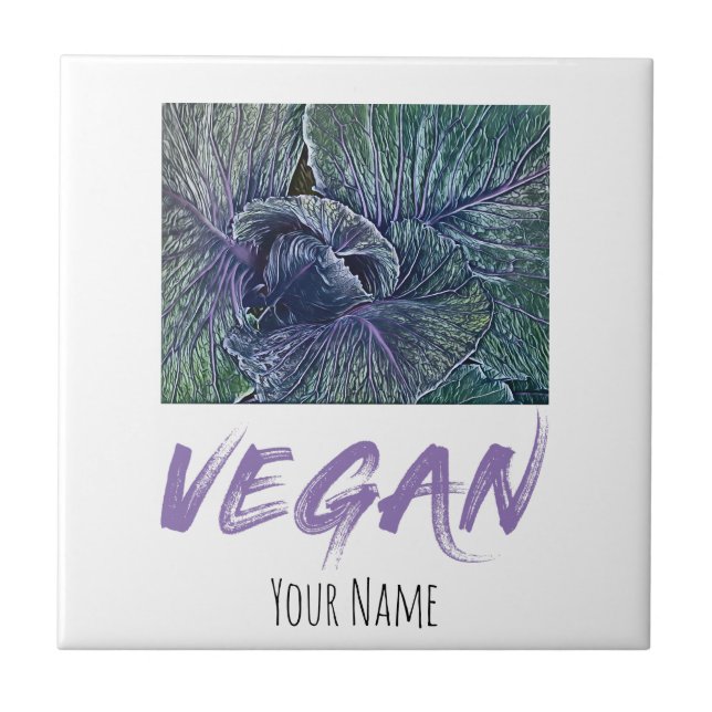 Veganes Rotes Cabbage Vintages Geschenk Fliese (Vorderseite)