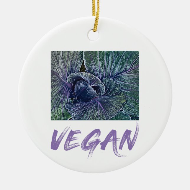 Veganes Rotes Cabbage Vintages Geschenk Keramik Ornament (Vorne)