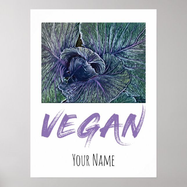 Veganes Rotes Cabbage Vintages Geschenk Poster (Vorne)