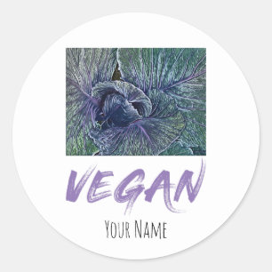 Veganes Rotes Cabbage Vintages Geschenk Runder Aufkleber