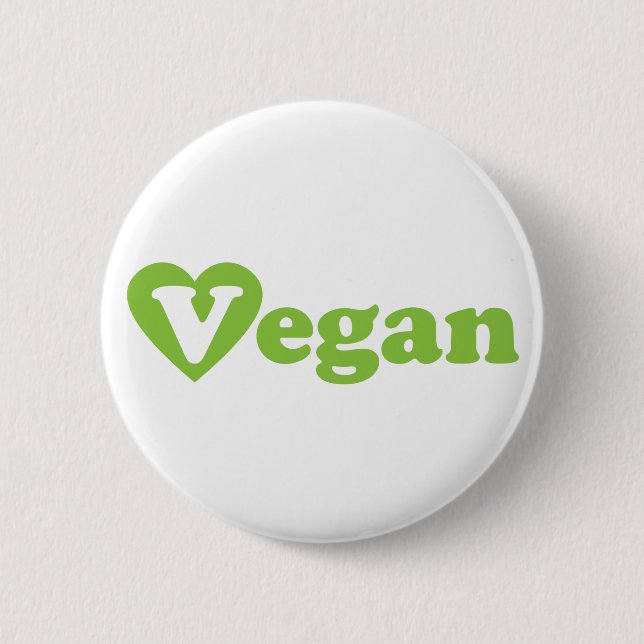 Veganes Text-Grün-Herz Button (Vorderseite)