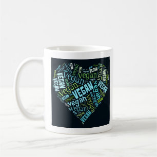 "Veganes" Wort-Wolke Herz u. Zitat Kaffeetasse