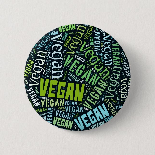"Veganes" Wort-Wolke Mosaik Button (Vorderseite)