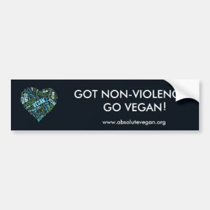 "Veganes" Wort-Wolke Mosaik (Herz) u. Zitat Autoaufkleber