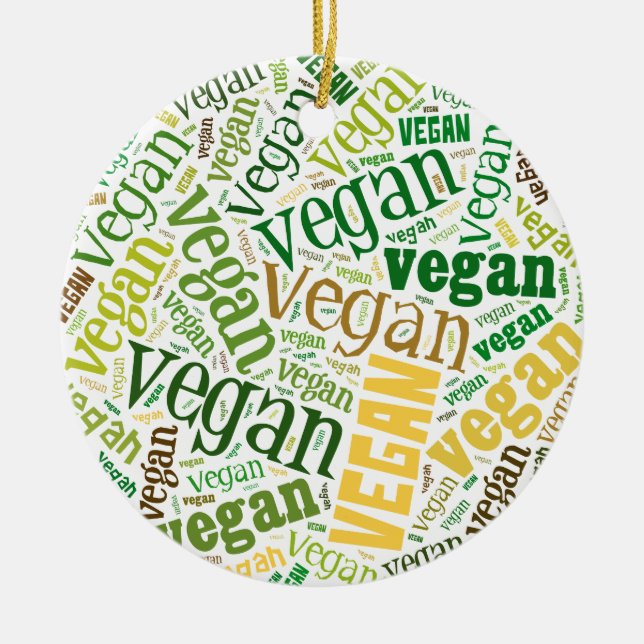 "Veganes" Wort-Wolke Mosaik Keramikornament (Vorne)